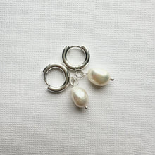 Load image into Gallery viewer, Sally Drops ~ Silver Huggie + Pearls