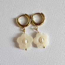 Load image into Gallery viewer, Lucy Drops ~ Flower Pearl Huggies
