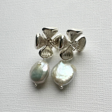 Load image into Gallery viewer, Felicity Drops ~ Silver Flowers + Pearls