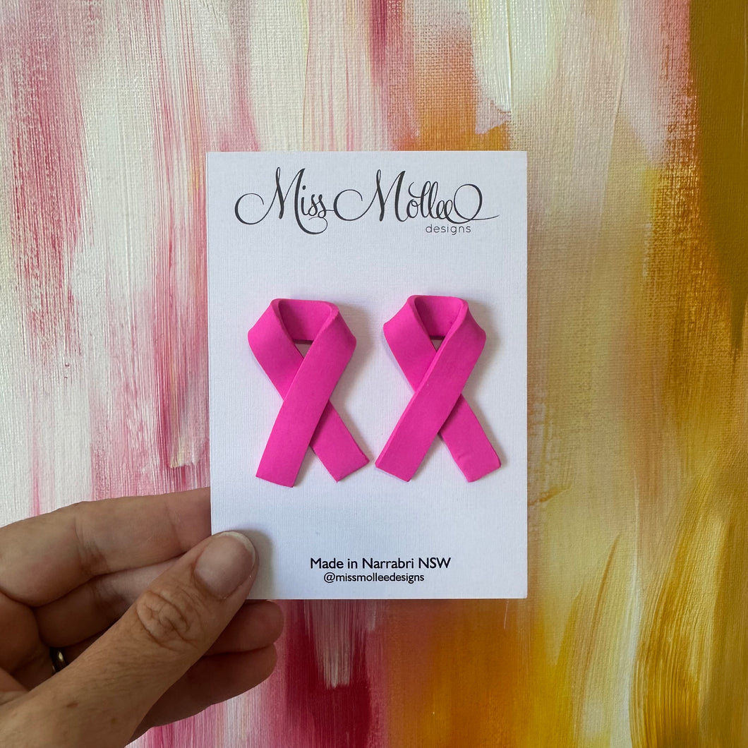 Breast Cancer Awareness Ribbon ~ Statement Studs