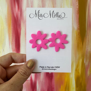 Pops of Spring ~ Organic Flowers Studs - Hot Pink