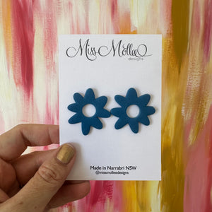 Pops of Spring ~ Organic Flowers Studs - Lagoon Blue