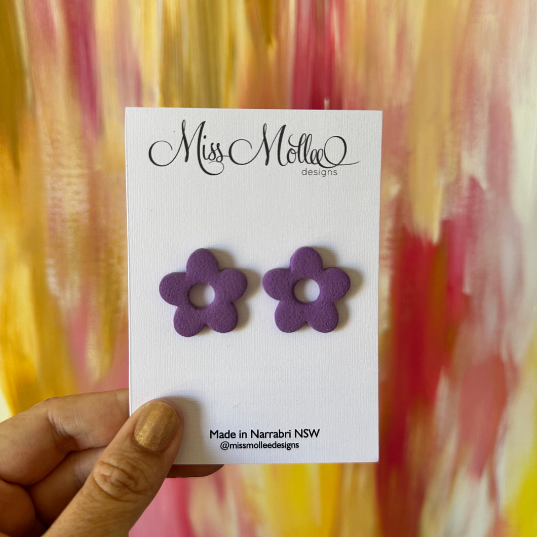 Pops of Spring ~ Flowers Studs - Purple