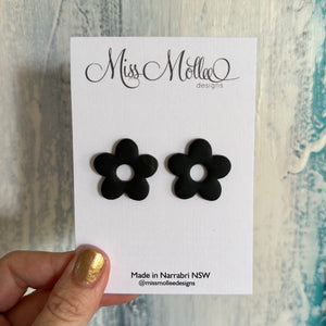 The Capsule ~ Flower Studs in Black