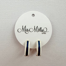 Load image into Gallery viewer, Enamel Huggies - White &amp; Navy
