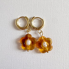 Load image into Gallery viewer, Lucy Drops ~ Flower Pearl Huggies
